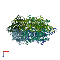 PDB entry 1xo6 coloured by chain, top view.
