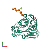 PDB entry 1xoe coloured by chain, front view.