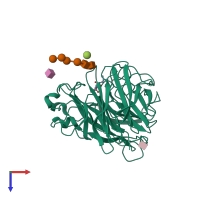 PDB entry 1xoe coloured by chain, top view.