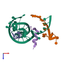 PDB entry 1xok coloured by chain, top view.