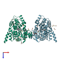 PDB entry 1xoq coloured by chain, top view.