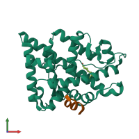 PDB entry 1xow coloured by chain, front view.