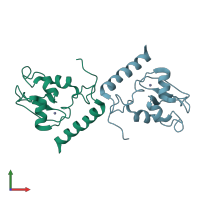 PDB entry 1xox coloured by chain, front view.