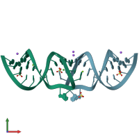 PDB entry 1xpe coloured by chain, front view.