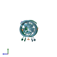 PDB entry 1xpe coloured by chain, side view.