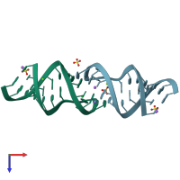 PDB entry 1xpe coloured by chain, top view.