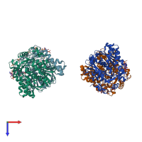 PDB entry 1xpk coloured by chain, top view.