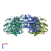 PDB entry 1xpm coloured by chain, top view.