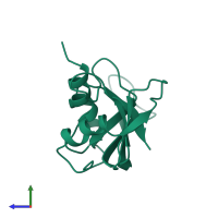 Ribonuclease pancreatic in PDB entry 1xpt, assembly 1, side view.