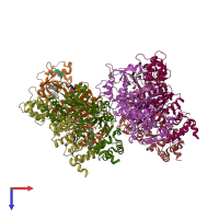 PDB entry 1xpu coloured by chain, top view.
