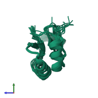 PDB entry 1xpv coloured by chain, ensemble of 20 models, side view.