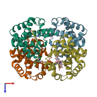 PDB entry 1xq5 coloured by chain, top view.