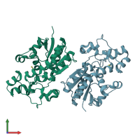 PDB entry 1xq9 coloured by chain, front view.