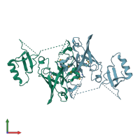 PDB entry 1xqb coloured by chain, front view.