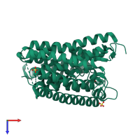 PDB entry 1xqf coloured by chain, top view.