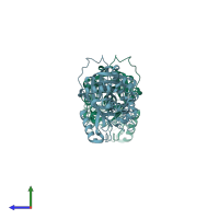 PDB entry 1xqg coloured by chain, side view.