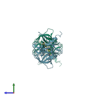 PDB entry 1xqh coloured by chain, side view.