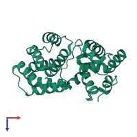 PDB entry 1xqo coloured by chain, top view.