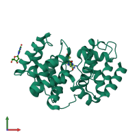 PDB entry 1xqp coloured by chain, front view.