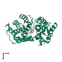 PDB entry 1xqp coloured by chain, top view.