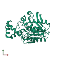 PDB entry 1xqv coloured by chain, front view.