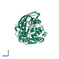 PDB entry 1xqv coloured by chain, side view.