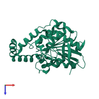 PDB entry 1xqv coloured by chain, top view.