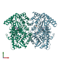 PDB entry 1xr2 coloured by chain, front view.