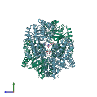 PDB entry 1xr2 coloured by chain, side view.