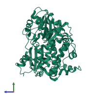 PDB entry 1xr6 coloured by chain, side view.