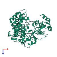 PDB entry 1xr6 coloured by chain, top view.