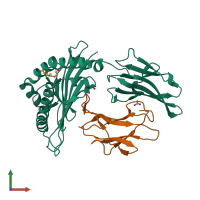 PDB entry 1xr8 coloured by chain, front view.