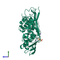 PDB entry 1xra coloured by chain, side view.