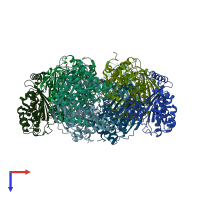 PDB entry 1xrh coloured by chain, top view.