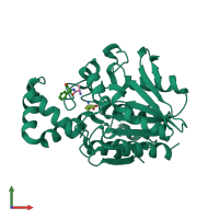 PDB entry 1xrm coloured by chain, front view.