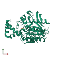 PDB entry 1xrn coloured by chain, front view.