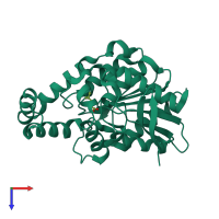 PDB entry 1xrq coloured by chain, top view.