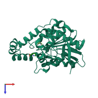 PDB entry 1xrr coloured by chain, top view.