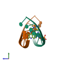 PDB entry 1xrw coloured by chain, side view.