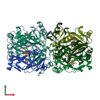 PDB entry 1xs1 coloured by chain, front view.