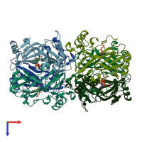 PDB entry 1xs1 coloured by chain, top view.