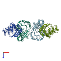 PDB entry 1xs2 coloured by chain, top view.