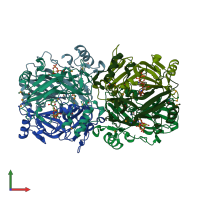 PDB entry 1xs4 coloured by chain, front view.