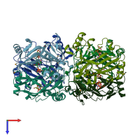 PDB entry 1xs4 coloured by chain, top view.