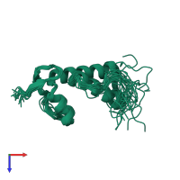 PDB entry 1xs8 coloured by chain, ensemble of 20 models, top view.