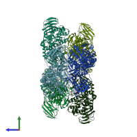 PDB entry 1xsj coloured by chain, side view.