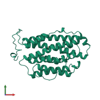 PDB entry 1xsm coloured by chain, front view.