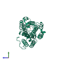 PDB entry 1xsm coloured by chain, side view.