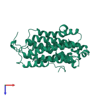 PDB entry 1xsm coloured by chain, top view.