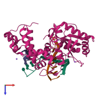 PDB entry 1xsp coloured by chain, top view.